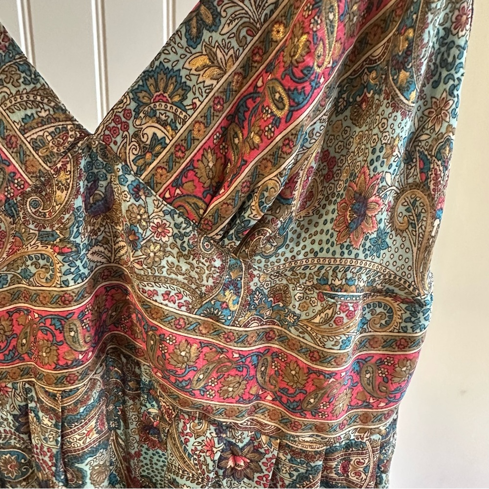 Bohemian Paisley Maxi Dress in Green and Rust - Picture 5 of 8